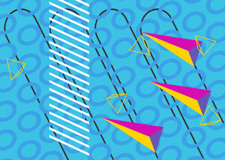 Busy abstract geometric poster. Vintage geometrical graphic shapes template.