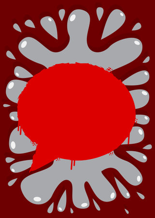 Abstract red Graffiti speech bubble on black and white grungy background. Abstract modern street art decoration performed in urban painting style.のイラスト素材