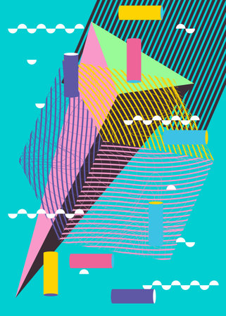 Vintage geometrical graphic shapes template for book cover, Newsletter, Social Media backdrop. Abstract geometric background poster.のイラスト素材