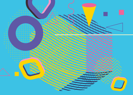 Abstract geometric cover. Colorful busy geometry background. Minimal vector illustration.のイラスト素材