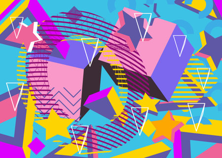 Abstract geometric cover. Colorful busy geometry background. Minimal vector illustration.