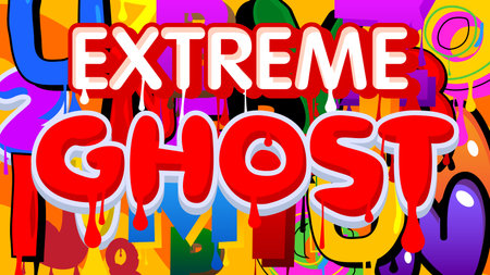 Extreme Ghost. Graffiti tag. Abstract modern street art decoration performed in urban painting style.のイラスト素材