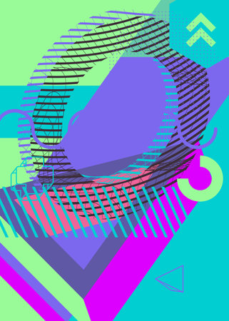 Colorful geometric cover. Abstract busy geometry background. Minimal vector illustration.