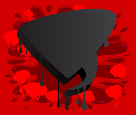 Black Speech Bubble Graffiti on red Background. Urban painting style backdrop. Abstract discussion symbol in modern dirty street art decoration.のイラスト素材