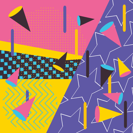 Geometrical graphic shapes template. Vintage background for book cover, Newsletter, Social Media backdrop. Abstract geometric poster.のイラスト素材