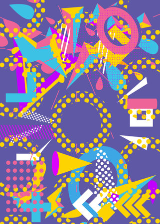 Geometrical graphic shapes template. Vintage abstract geometric background for poster, book cover, Newsletter, Social Media backdrop.のイラスト素材