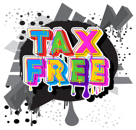 Tax Free. Graffiti tag. Abstract modern street art decoration performed in urban painting style.のイラスト素材