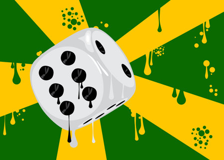 Dice painted as Graffiti. Abstract modern street art decoration, luck and board game concept performed in urban painting style.のイラスト素材