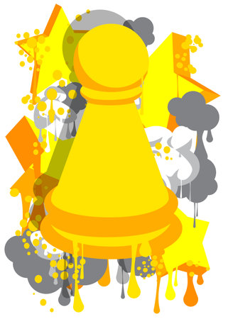 Pawn, chess piece Graffiti. Abstract modern street art decoration performed in urban painting style.のイラスト素材