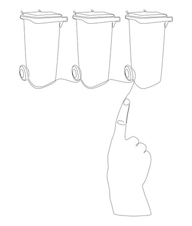 One continuous line of hand with Garbage Bin. Thin Line Illustration vector concept. Contour Drawing Creative ideas.のイラスト素材