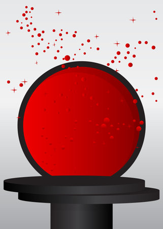 Black, white and red product display. Mockup cylinder pedestal podium. Abstract futuristic stage showcase for presentation. Realistic vector 3D room, sci-fi minimal geometric scene.のイラスト素材