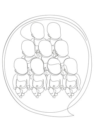One continuous line of speech bubble with baby. Thin Line Illustration vector concept. Contour Drawing Creative ideas.のイラスト素材