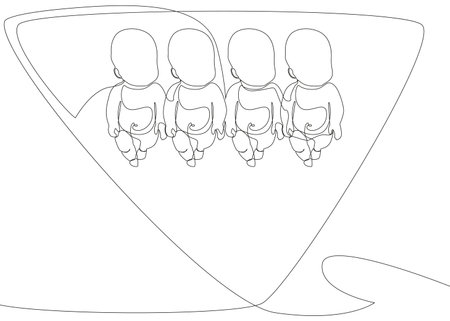 One continuous line of speech bubble with baby. Thin Line Illustration vector concept. Contour Drawing Creative ideas.のイラスト素材