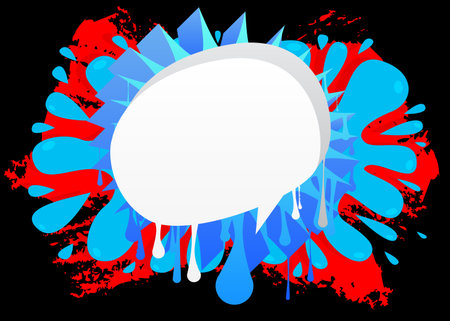 White Speech Bubble Graffiti with black red and blue Background. Urban painting style backdrop. Abstract discussion symbol in modern dirty street art decoration.のイラスト素材