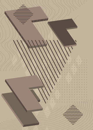 Random Dark Gray colored geometrical graphic minimal background. Retro geometric theme poster banner. Vintage abstract shapes template for cover design.のイラスト素材