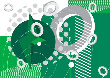 Abstract minimal Green and white geometrical graphic theme. Retro shapes template. Vintage geometric elements for poster, banner, cover.のイラスト素材