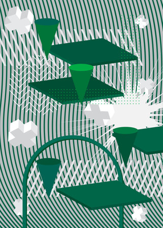 Abstract minimal Green and white geometrical graphic theme. Retro shapes template. Vintage geometric elements for poster, banner, cover.のイラスト素材