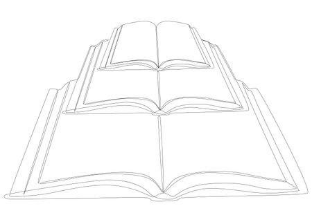 One continuous line of books. Thin Line Illustration vector concept. Contour Drawing Creative ideas.のイラスト素材