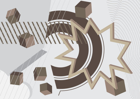 Abstract light brown and white vintage shapes template. Retro minimal geometrical graphic theme. Geometric elements for poster, banner, cover.のイラスト素材