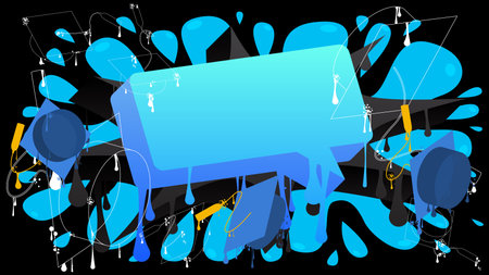 Abstract blue and black graffiti Graduation Cap Background. Modern street art Education, Graduate decoration performed in urban painting style.のイラスト素材