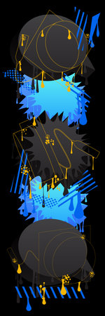 Abstract blue and black graffiti Graduation Cap Background. Modern street art Education, Graduate decoration performed in urban painting style.のイラスト素材