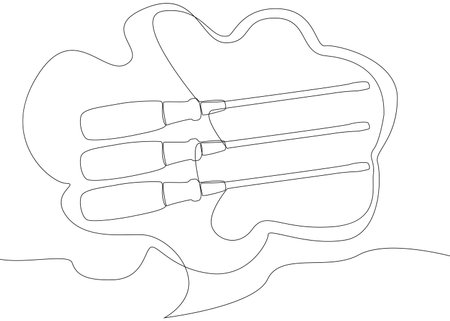 One continuous line of speech bubble with Screwdriver. Thin Line Illustration vector concept. Contour Drawing Creative ideas.のイラスト素材