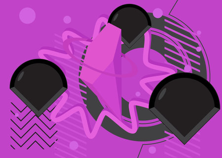 Black and purple vintage shapes template. Abstract retro minimal geometrical graphic theme. Geometric elements for poster, banner, cover.のイラスト素材