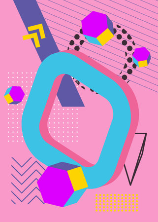 Retro minimal abstract geometric poster. Vintage geometrical graphic shapes template.のイラスト素材