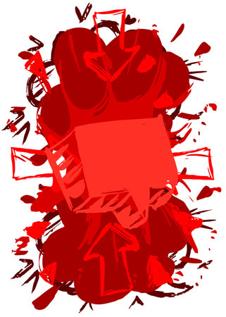 Red Speech Bubble Graffiti isolated on white Background. Urban painting style backdrop. Abstract discussion, message symbol in modern dirty street art decoration.のイラスト素材
