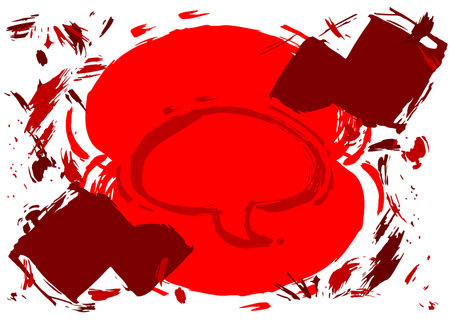 Red Speech Bubble Graffiti isolated on white Background. Urban painting style backdrop. Abstract discussion, message symbol in modern dirty street art decoration.のイラスト素材