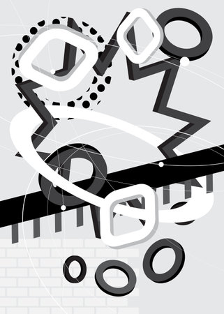 Black and white vintage geometrical abstract graphic minimal retro theme backdrop. Geometric elements, shapes template for poster, cover, background, banner design.のイラスト素材