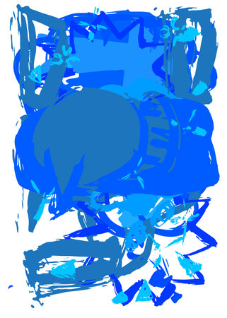 Blue Speech Bubble Graffiti isolated on white Background. Abstract message symbol, painted with brush. Urban painting style discussion backdrop, in modern dirty street art decoration.のイラスト素材