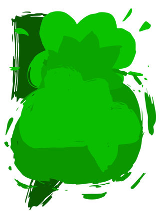 Green Speech Bubble Graffiti isolated on white Background. Abstract message symbol, painted with brush. Urban painting style discussion backdrop, in modern dirty street art decoration.のイラスト素材