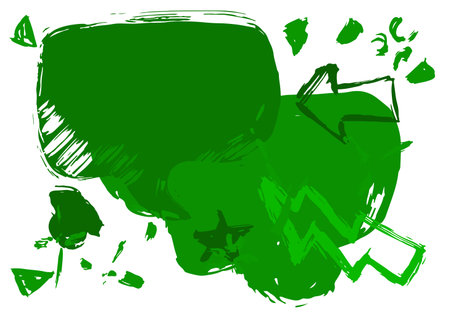 Green Speech Bubble Graffiti isolated on white Background. Abstract message symbol, painted with brush. Urban painting style discussion backdrop, in modern dirty street art decoration.のイラスト素材