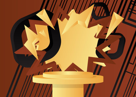 Black, brown and gold mockup product display. abstract cylinder pedestal podium. Vector 3D stage showcase. Scene with minimal geometric forms for presentation.のイラスト素材