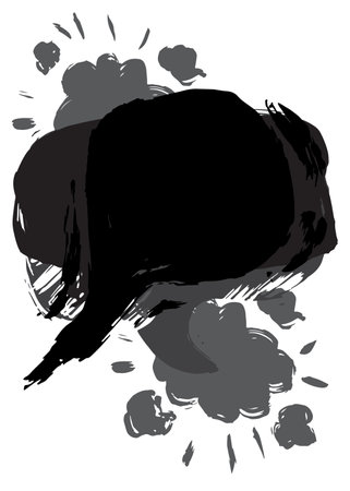 Black Graffiti speech bubble. Abstract modern Messaging sign street art decoration, Discussion icon performed in urban painting style.のイラスト素材
