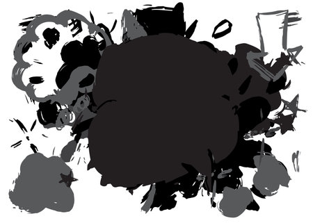 Black Graffiti speech bubble. Abstract modern Messaging sign street art decoration, Discussion icon performed in urban painting style.のイラスト素材