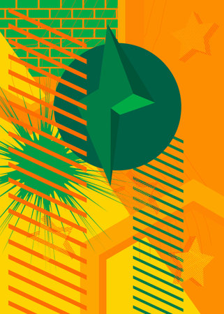 Green and yellow geometric graphic background illustration design. Vector with colored shapes backdrop.のイラスト素材