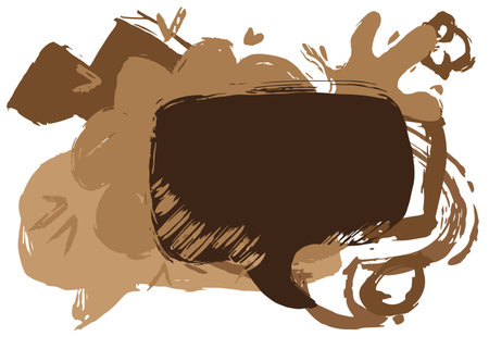 Brown graffiti speech bubble. Abstract modern Messaging sign street art decoration, Discussion icon performed in urban painting style.のイラスト素材