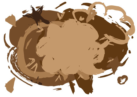 Brown graffiti speech bubble. Abstract modern Messaging sign street art decoration, Discussion icon performed in urban painting style.のイラスト素材