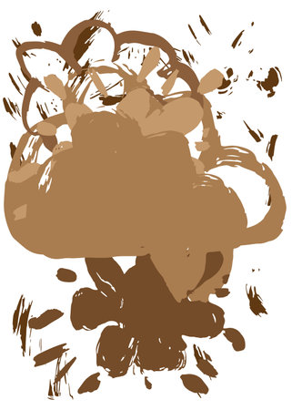 Brown graffiti speech bubble. Abstract modern Messaging sign street art decoration, Discussion icon performed in urban painting style.のイラスト素材