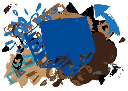Black, blue and brown graffiti speech bubble. Abstract modern Messaging sign street art decoration, Discussion icon performed in urban painting style.のイラスト素材