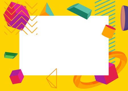 Geometrical graphic retro theme background with place for text. Minimal geometric elements frame....