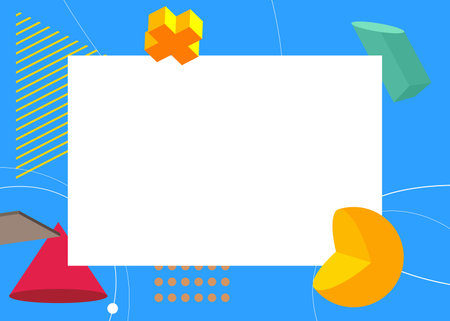 Geometrical graphic retro theme background with place for text. Minimal geometric elements frame. Vintage abstract shapes vector illustration for advertising.のイラスト素材