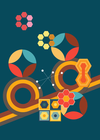 Simple retro 70s background. Groovy abstract 1970s art template. Minimalistic Vintage striped design poster. Old-fashioned rainbow color artwork.のイラスト素材