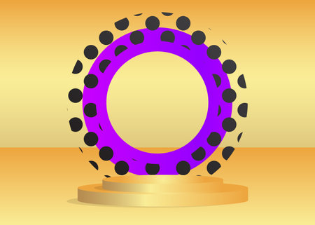 Gold, black and purple mockup product display. Vector cylinder pedestal podium. Stage showcase for presentation.のイラスト素材