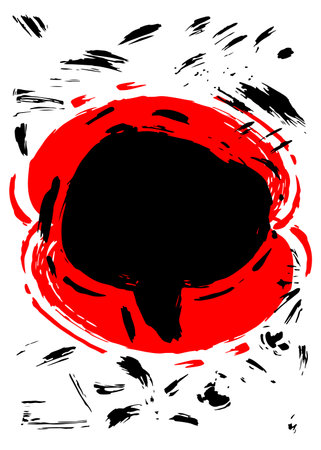 Red and black graffiti speech bubble. Abstract modern Messaging sign street art decoration, Discussion icon performed in urban painting style.のイラスト素材