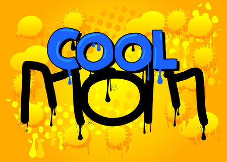 Cool Mom. Graffiti tag. Abstract modern street art decoration performed in urban painting style.のイラスト素材