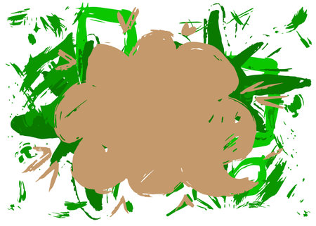 Green and brown graffiti speech bubble. Abstract modern Messaging sign street art decoration, Discussion icon performed in urban painting style.のイラスト素材