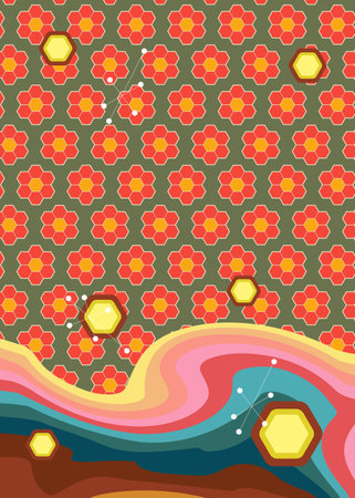 Retro 70s Background. Groovy abstract 1970s art template. Minimalistic Vintage striped design...